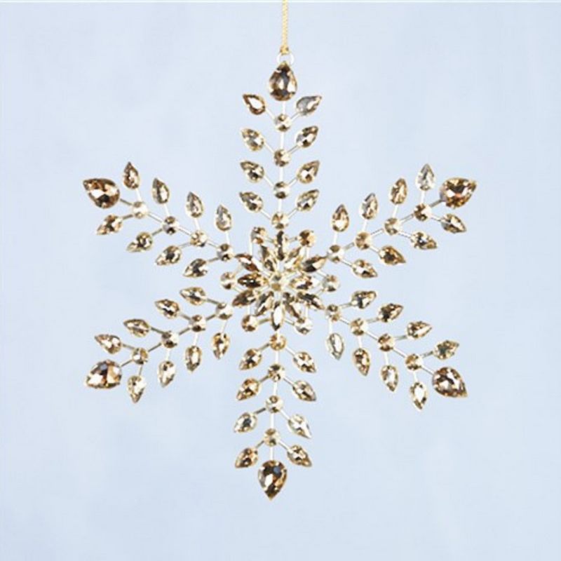Ronis Amber Glass Snowflake Hanging Decoration 21cm