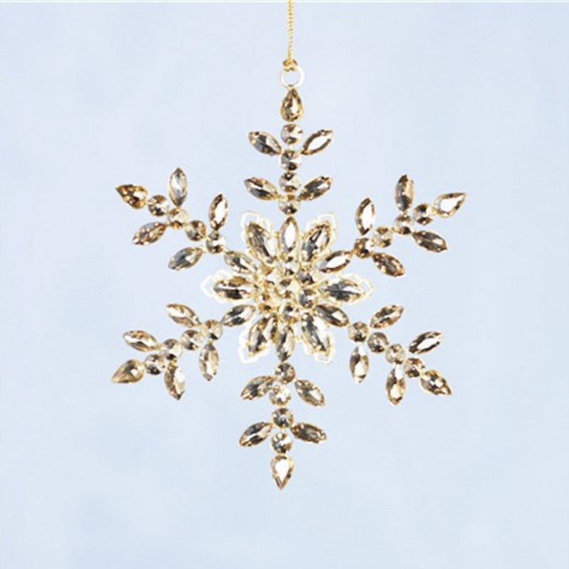 Ronis Amber Glass Snowflake Tree Decoration 15cm