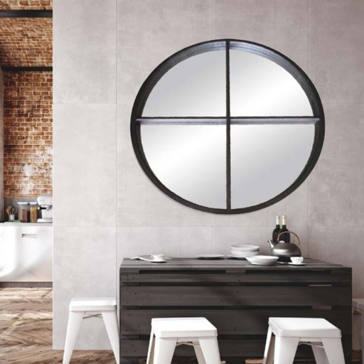 Ronis Angelina Panelled Mirror 100x100cm Matt Black