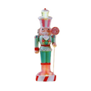40cm animated nutcracker figure with music, battery operated, dressed in festive holiday colors