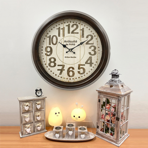 Ronis Antique Clock French Country Metal Frame Wall Clock 46x46x8cm Black