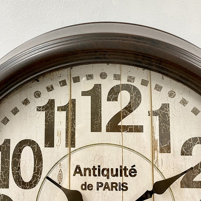 Ronis Antique Clock French Country Metal Frame Wall Clock 46x46x8cm Black