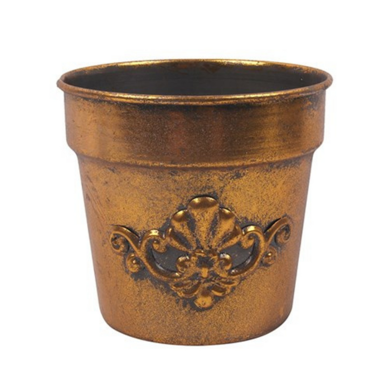 Ronis Antique Gold Antique Metal Planter D12.5x11.5cm