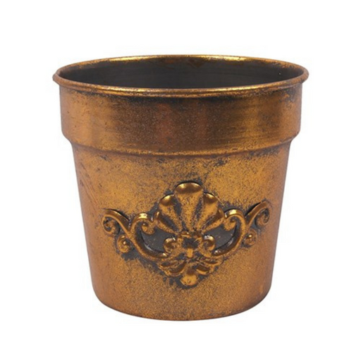 Ronis Antique Gold Antique Metal Planter D12.5x11.5cm