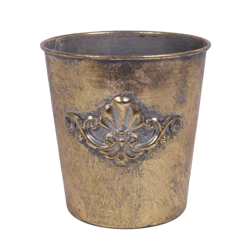 Ronis Antique Gold Metal Planter D17x17.5cm