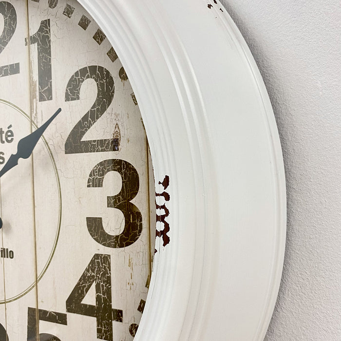 Ronis Antiquite Clock French Country Metal Frame Wall Clock 46x46x8cm White