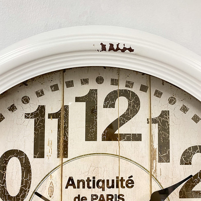 Ronis Antiquite Clock French Country Metal Frame Wall Clock 46x46x8cm White