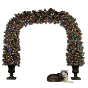 Snowy bristle Christmas archway 244cm with warm white lights for festive entrances and winter displays