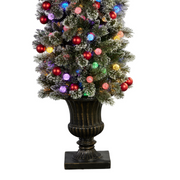 Snowy bristle Christmas archway 244cm with warm white lights for festive entrances and winter displays