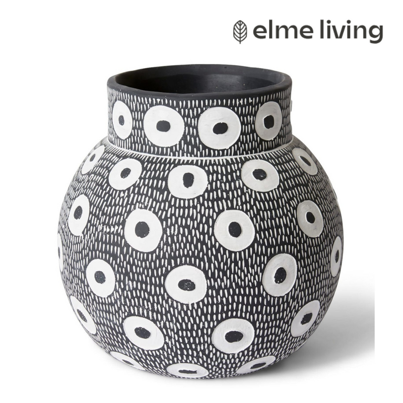 Ronis Ashton Pot White/Black 28x28x27cm