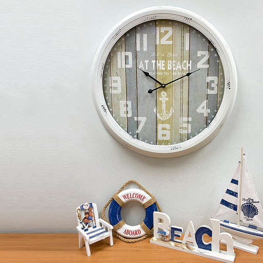 Ronis At The Beach Country Metal Wall Clock XL 62x62x6.5cm White