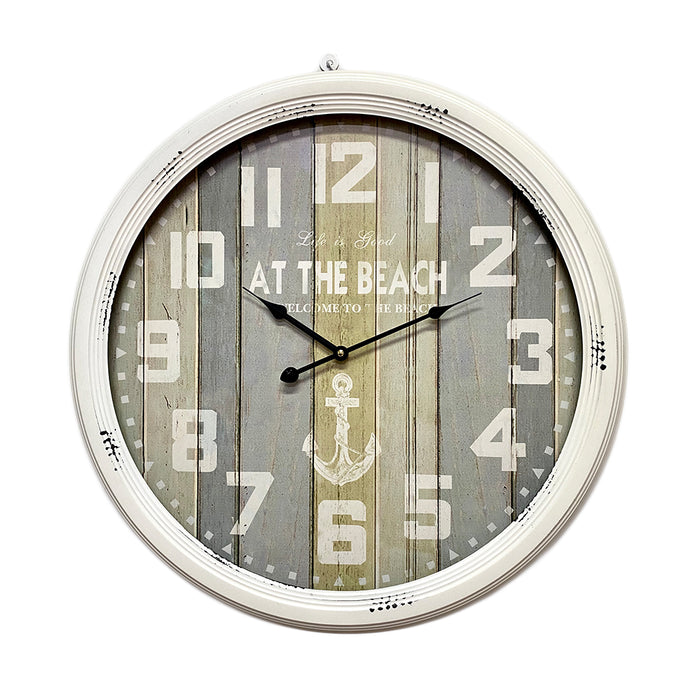 Ronis At The Beach Country Metal Wall Clock XL 62x62x6.5cm White