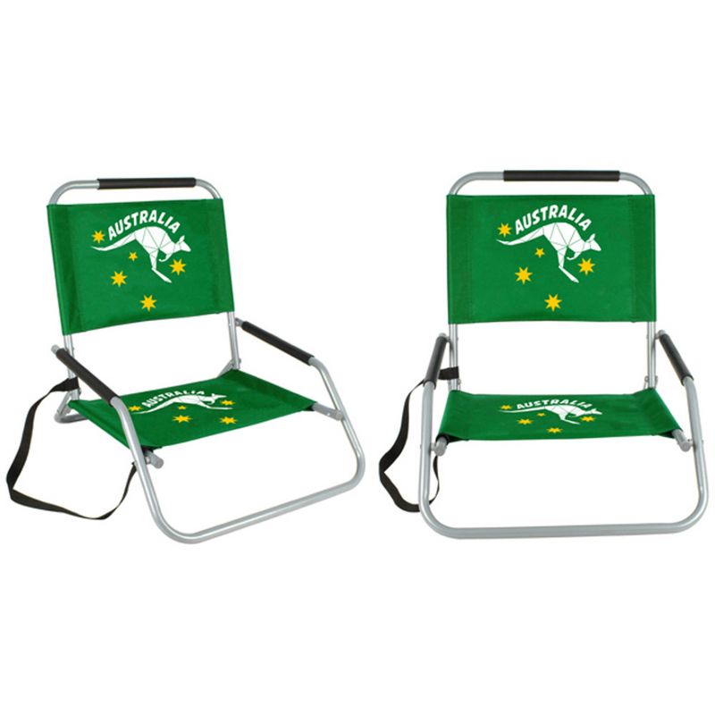 Ronis Aussie Green And Gold Foldable Picnic Beach Chair