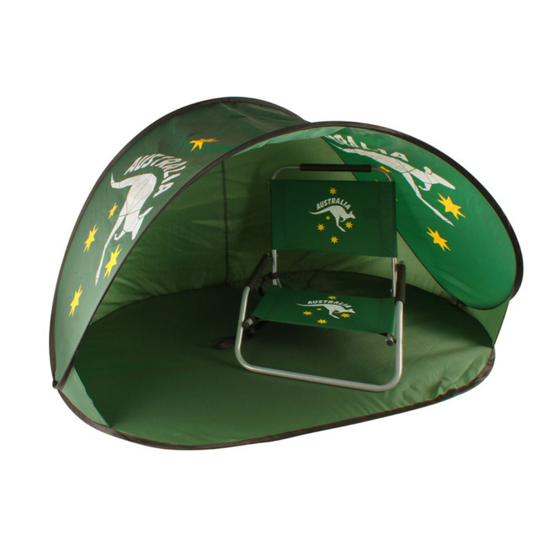 Ronis Aussie Green And Gold Foldable Picnic Beach Chair