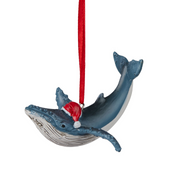 9cm festive humpback whale Christmas ornament in coastal Australian holiday style – thumbnail