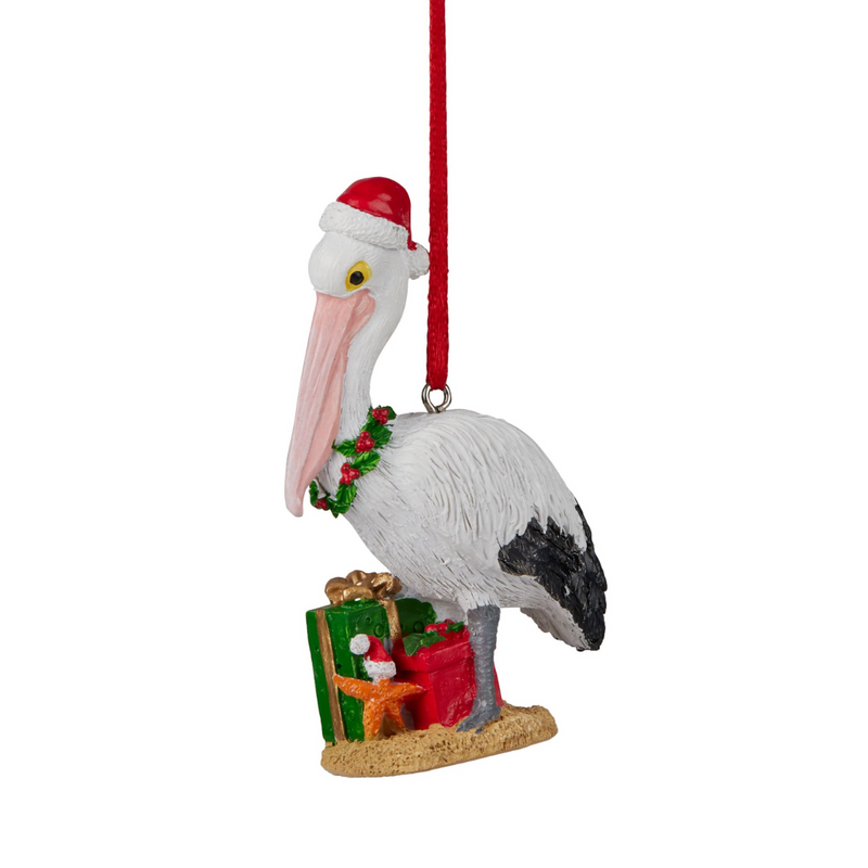 8.5cm Australian Christmas pelican ornament with festive detailing, perfect for coastal holiday décor