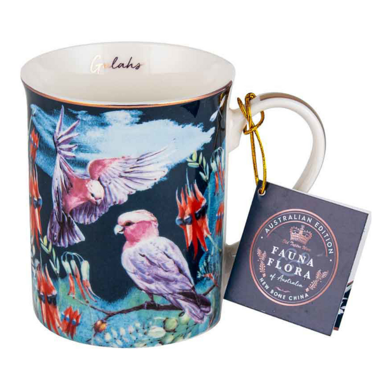 Ronis Australiana Floral Galah Mug New Bone China 360ml