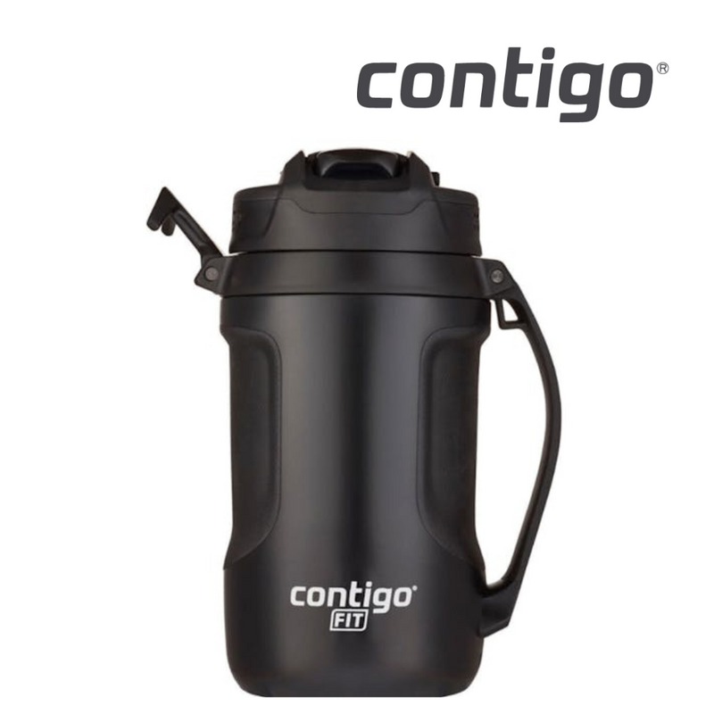 Contigo AUTOSPOUT Fit Mega Jug 1.89L in Licorice black, large reusable water jug with flip-top spout.