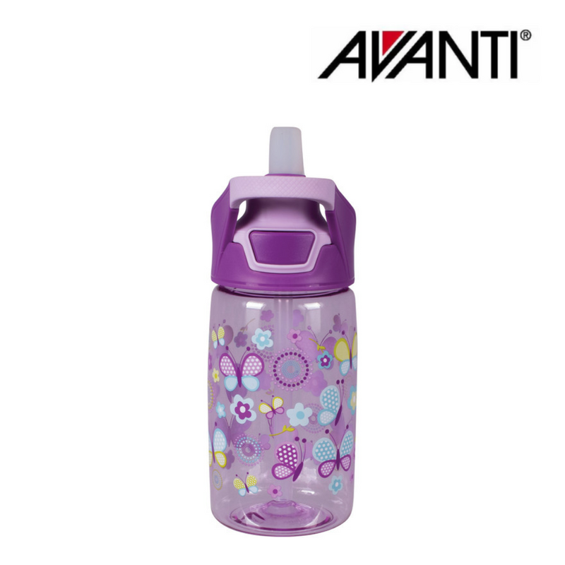 AVANTI YumYum Auto Flip Spout Tritan Bottle 450ml Butterfly – kids BPA-free water bottle with flip spout and butterfly design