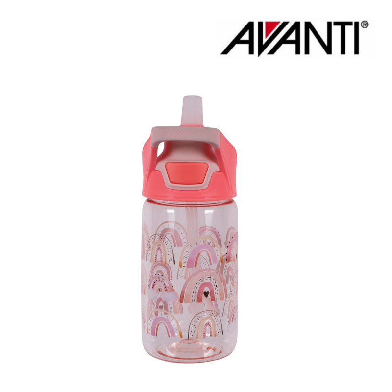 AVANTI YumYum Auto Flip Spout Tritan Bottle 450ml Rainbow – kids BPA-free water bottle with flip spout and rainbow design