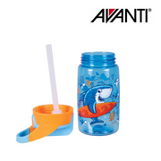 AVANTI YumYum Auto Flip Spout Tritan Bottle 450ml Surf Shark – kids BPA-free water bottle with flip spout and surf shark design