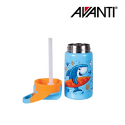 Avanti YumYum Kids AutoSpout Insulated Bottle 375ml Surfing Sharkie – insulated kids drink bottle with flip spout and surfing shark design