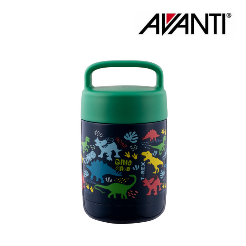 Avanti YumYum Kids Insulated Food Jar 375ml Dinosaur – kids stainless steel insulated food jar for school lunches
