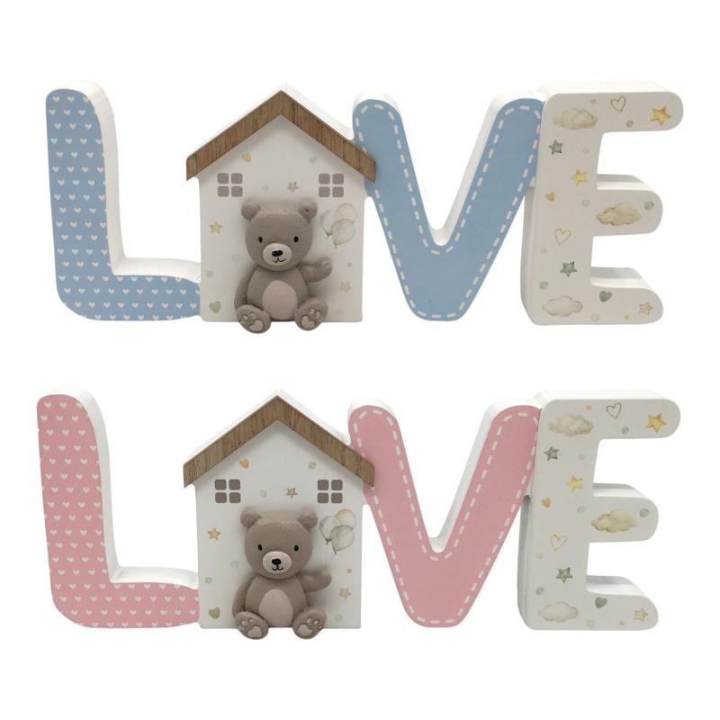 Assorted teddy bear love plaque 30x12cm