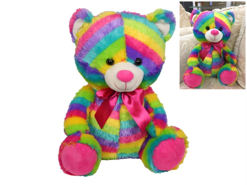 40CM RAINBOW COLOURED PLUSH BEAR