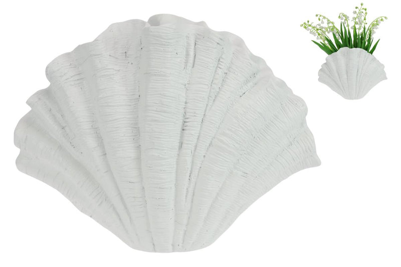 White shell-shaped decorative vase 25x20cm