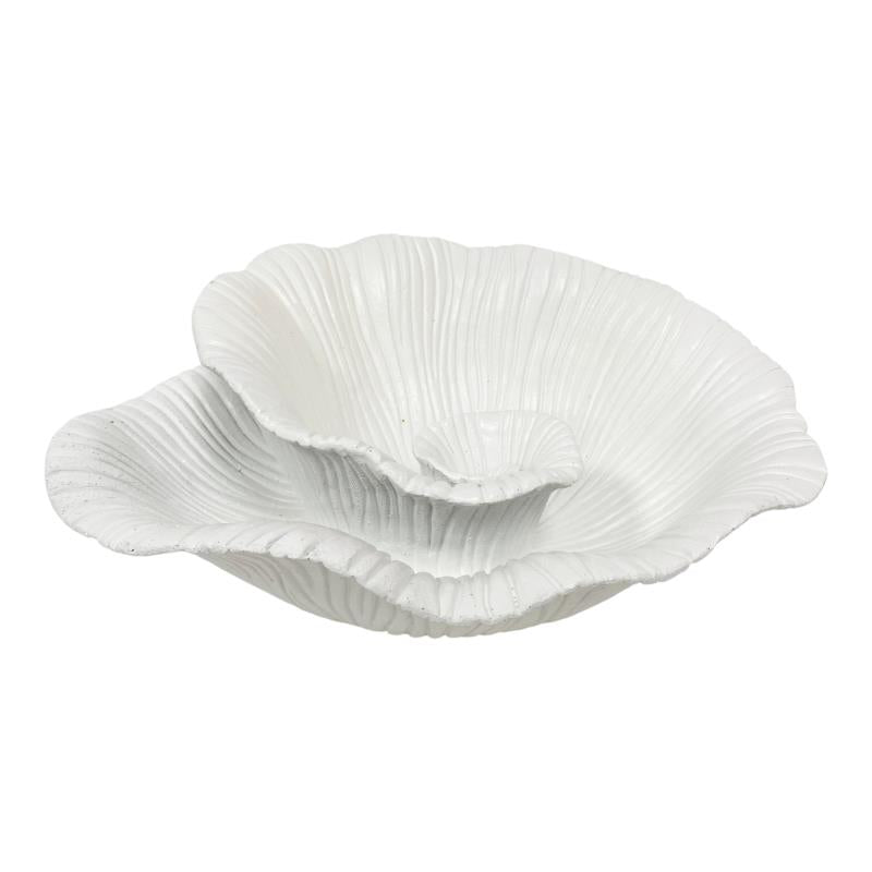 White shell bowl with swirl design 33x29x14cm