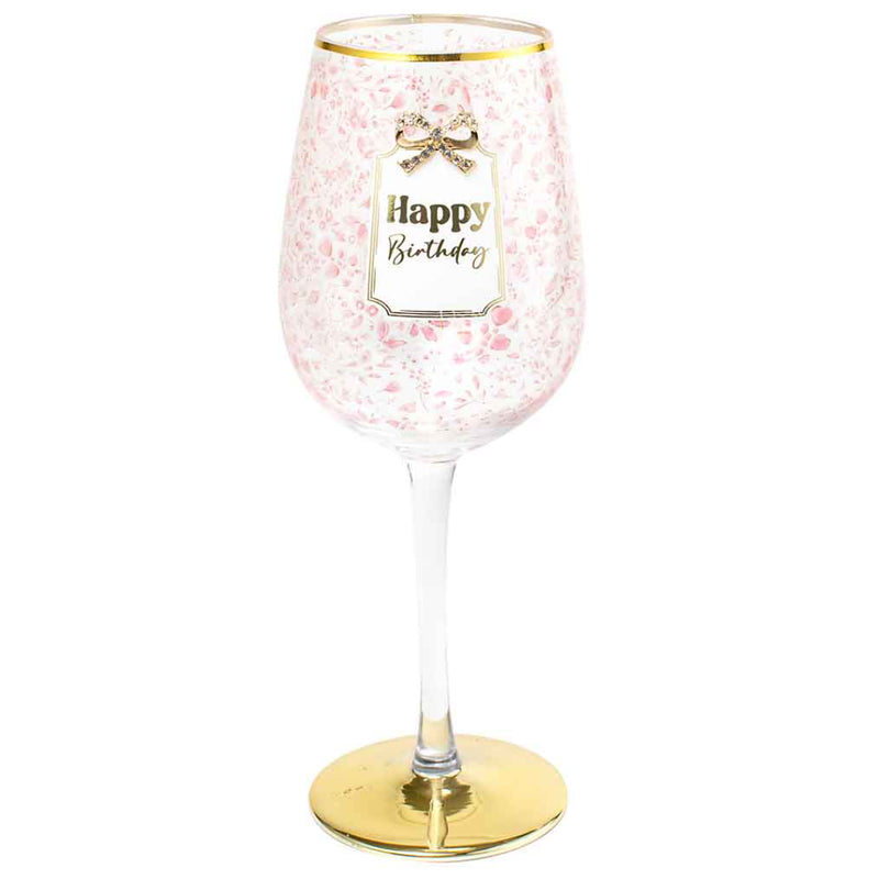 Happy Birthday pretty bow glass 400ml for birthday gifting