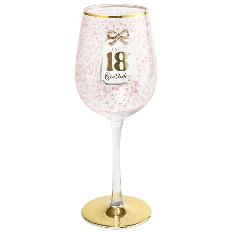 18th Birthday pretty bow glass 400ml for birthday gifting