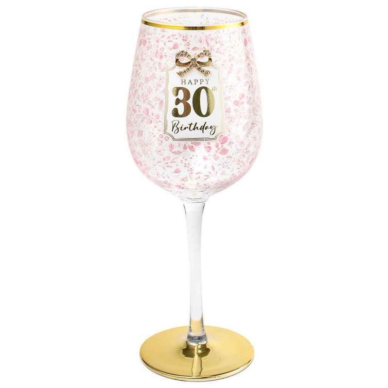 30th Birthday pretty bow glass 400ml for birthday gifting