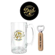 Best Dad Ever 3 Pc Wood Box Gift Set 490ml Stein Bott Opener Coaster image 2 – thumbnail