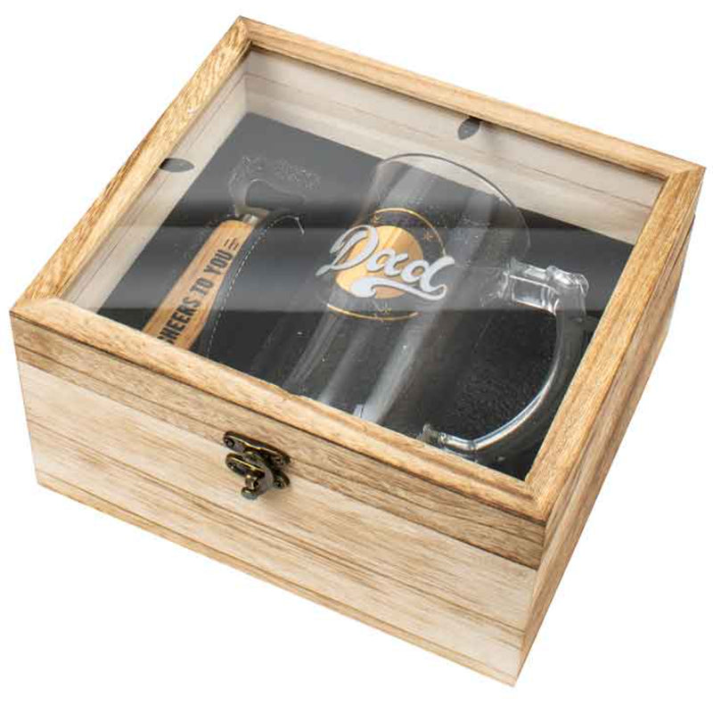 Best Dad Ever 3 Pc Wood Box Gift Set 490ml Stein Bott Opener Coaster image 3