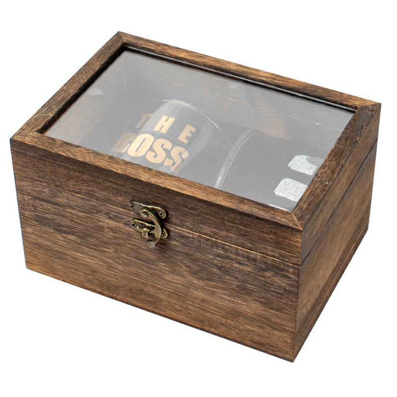 #1 Dad 3 Pc Wood Box Gift Set 270ml Spirit 4 Stones Coaster image 3