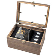 Grumpy Old Mans Club 270ml spirit glass wood box gift set with stones and coaster – thumbnail