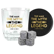 The Man The Myth Legend 3 Pc Wood Box Gift Set 270ml Spirit 4 Stones Coaster image 2 – thumbnail