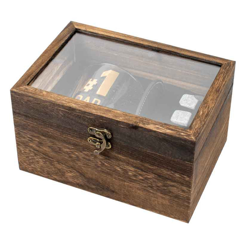 The Boss 3 Pc Wood Box Gift Set 270ml Spirit 4 Stones Coaster image 3