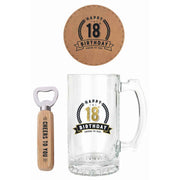 Happy 18Th Birthday 3 Pc Gift Set 490ml Stein Bottle Opener Coaster image 2 – thumbnail