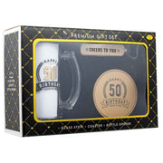 50th Birthday 490ml stein gift set with bottle opener and coaster – thumbnail