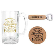 Golfer 3 Pc Gift Set 490ml Stein Bottle Opener Coaster image 2 – thumbnail
