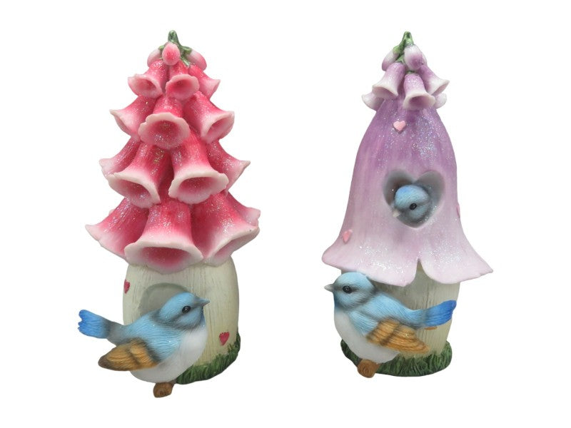 16.5CM BLUE BIRD IN FLOWER HOUSE 2 ASSTD