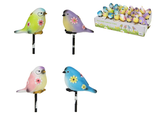 Bird Garden Stake 4 Assorted 12cm
