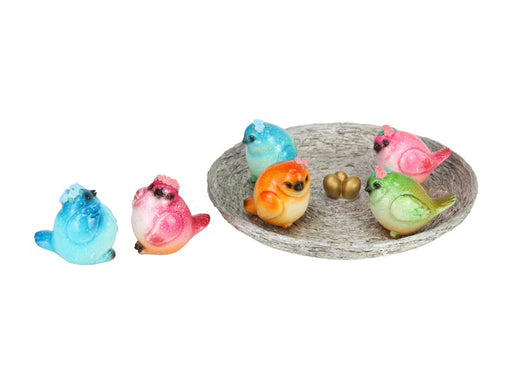 6CM MARBLE BIRD W/FLOWERS 6ASS W/DISPLAY