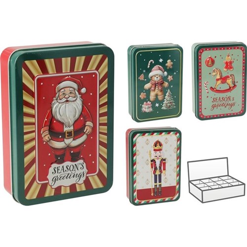 metal storage tin 13.5 x 9.5cm assorted