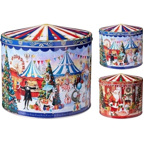 20cm metal circus storage tin assorted designs