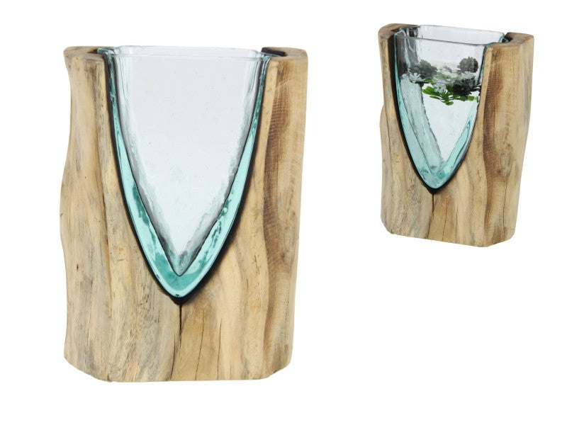 GlAss Blown Vase in Driftwood 16x8x20cm