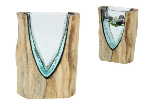 GlAss Blown Vase in Driftwood 16x8x20cm